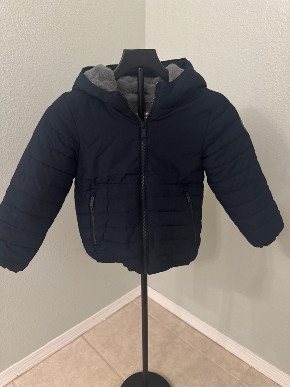 Abercrombie Kids Black Hooded Puffer Jacket
